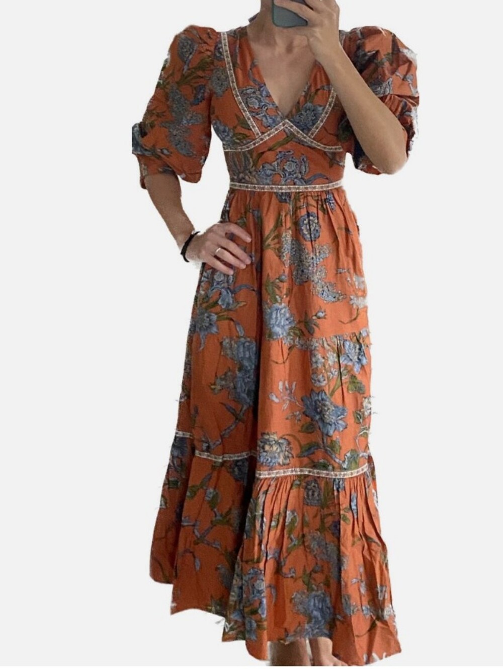 100% Cotton House of Harlow 1960 Wanda Orange Midi Dress By Nicole Ritchie